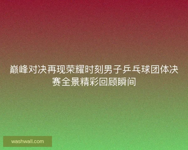 巅峰对决再现荣耀时刻男子乒乓球团体决赛全景精彩回顾瞬间