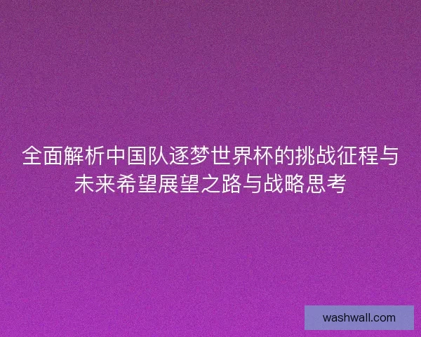 全面解析中国队逐梦世界杯的挑战征程与未来希望展望之路与战略思考 全面解析中国队逐梦世界杯的挑战征程与未来希望展望之路与战略思考